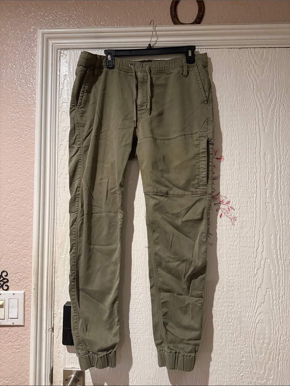 Men's Cargo Jogger Pants in Olive Green - Utility Style size 34x31